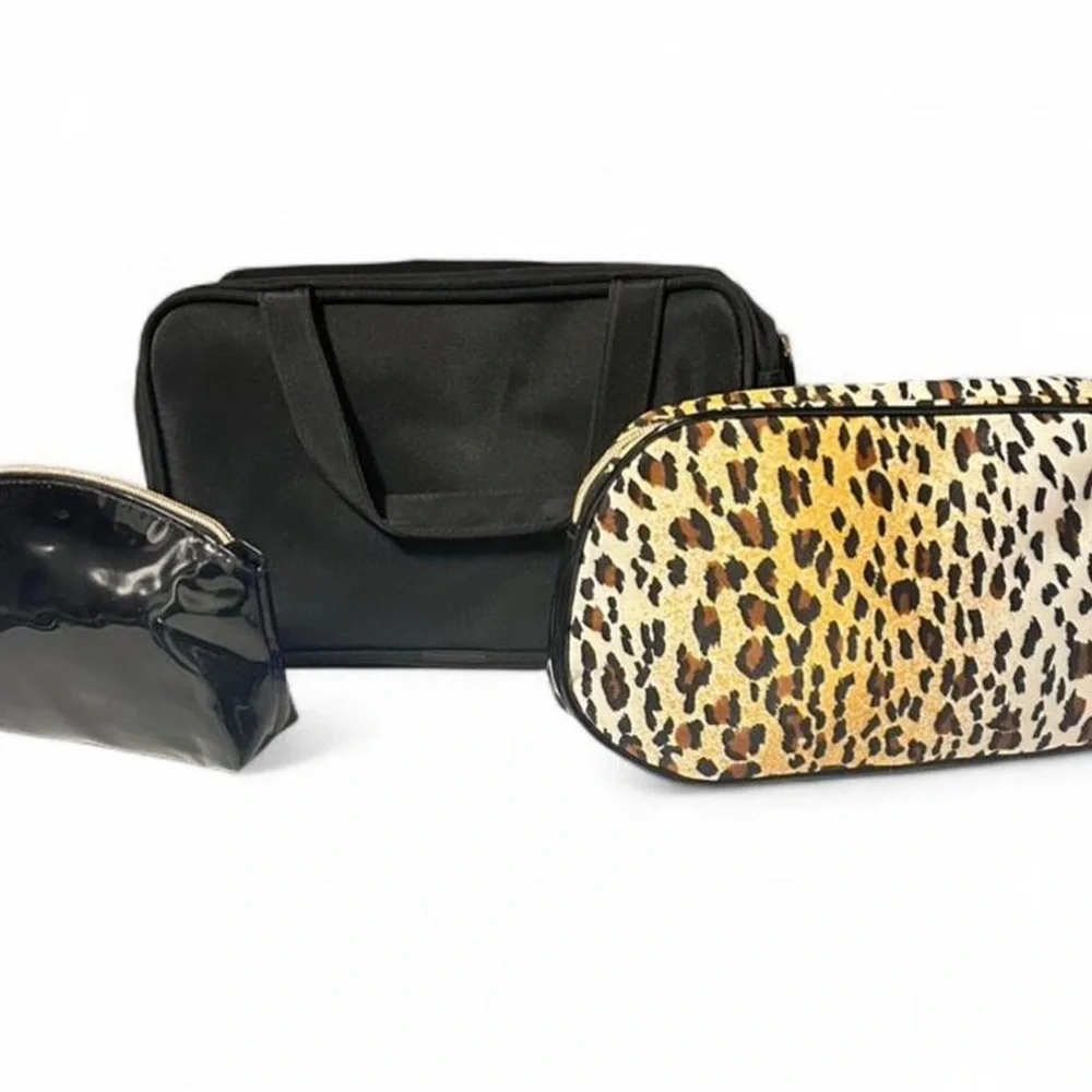 Black and Leopard Print Bag Set